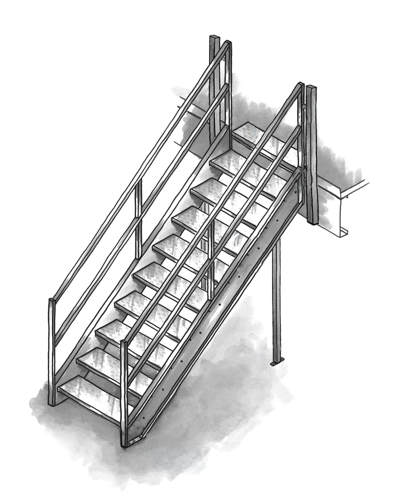 Escaliers et contre-marche pour mezzanine